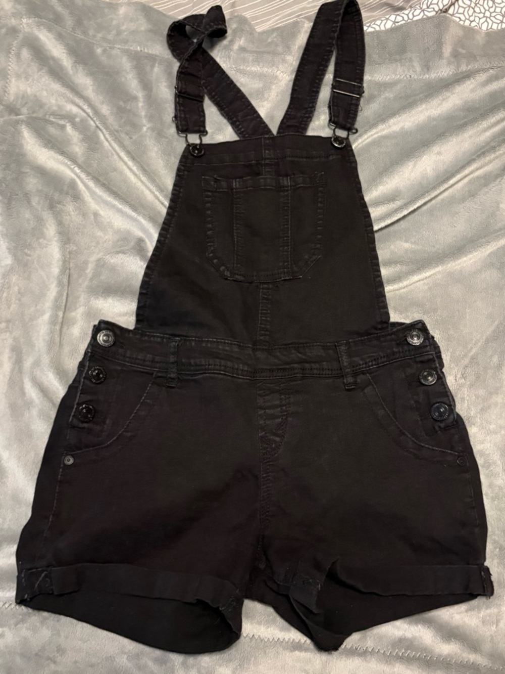 Wallflower Black Short Denim Overalls